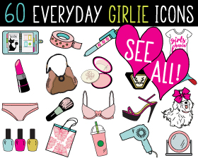 Daily Planner Girlie Clipart and Stickers, Bullet Journal Stickers